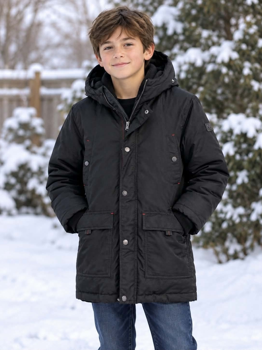 Michael Kors Boys' Black Hooded Puffer Coat